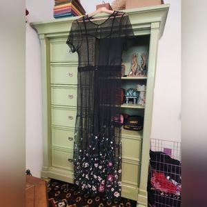 Black Sheer Embroidered Lace Dress